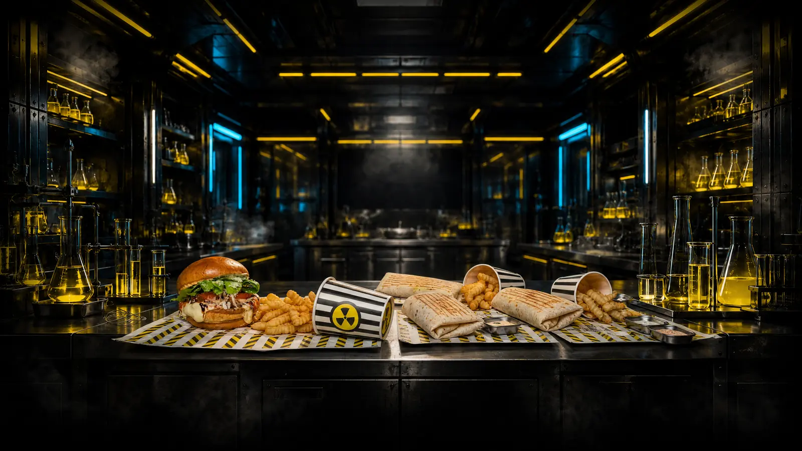 Intérieur sombre du laboratoire culinaire